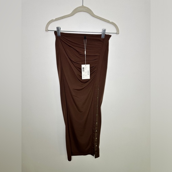 Helmut Lang NWT Brown Twist Snap Maxi Skirt Sz XXS - Picture 3 of 10
